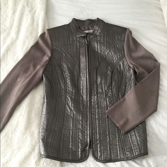 Peter Nygard M metallic leather jacket w knit - Picture 5 of 12